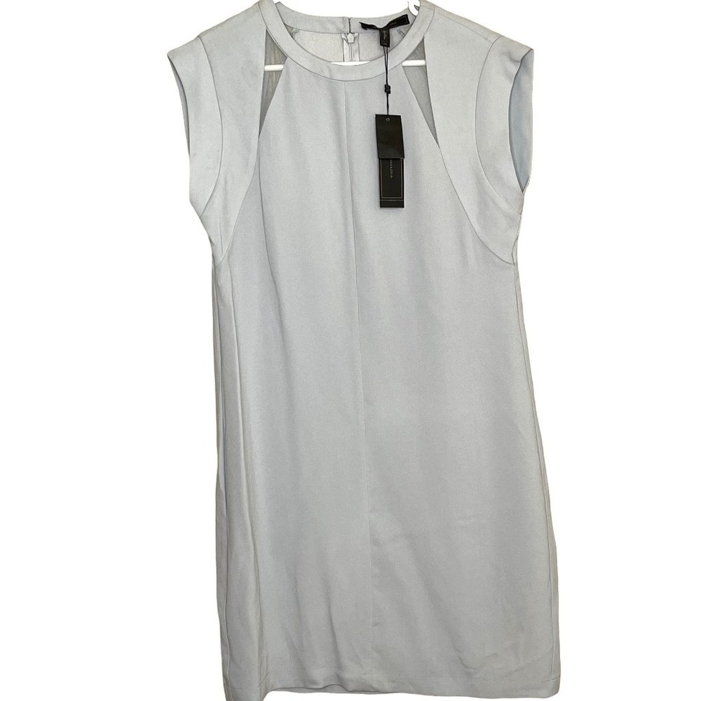 BCBG ALYCIA Cocktail Dress Sheer Cut Out Mini Smoke Gray NWT 6 - Picture 4 of 11